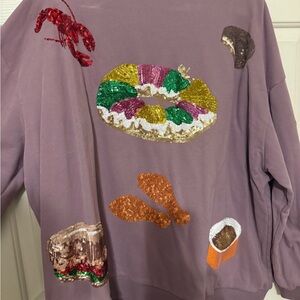 QUEEN OF SPARKLES Lavender mardi gras sweatshirt